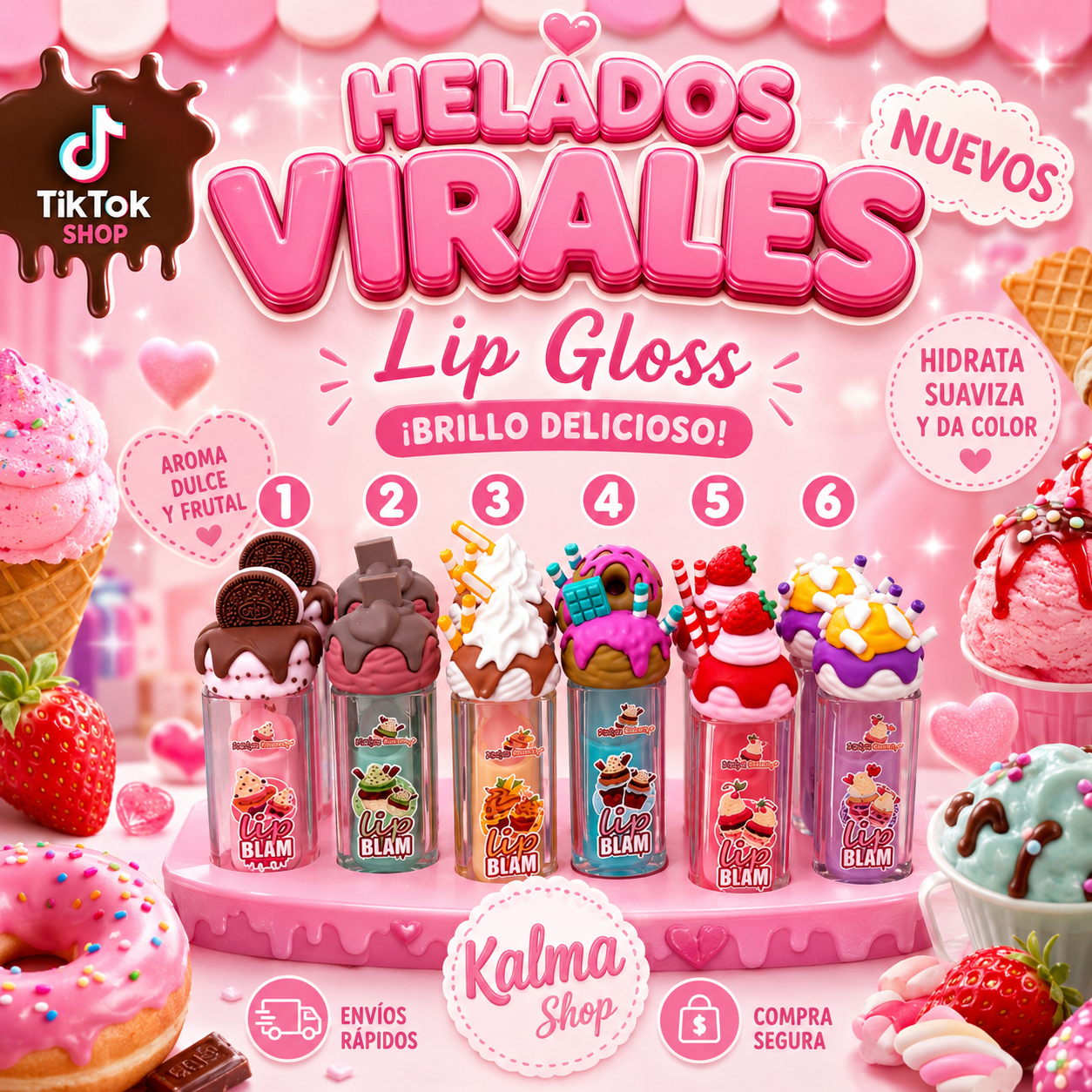 Barra de labios helados virales ( pintan depende el ph ) en tonos rosas