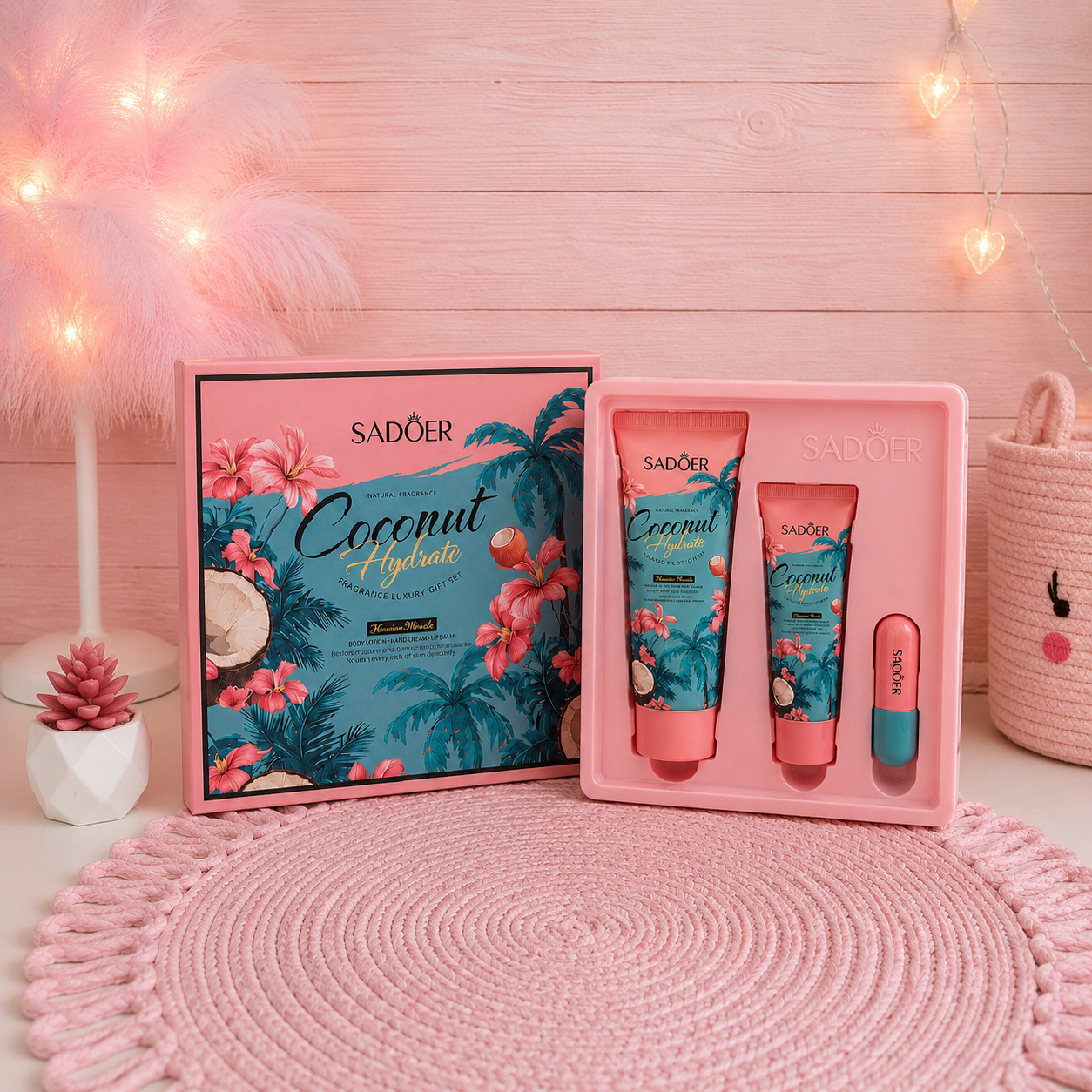 Pack coco ( loción corporal, crema de manos y balsamo labial )