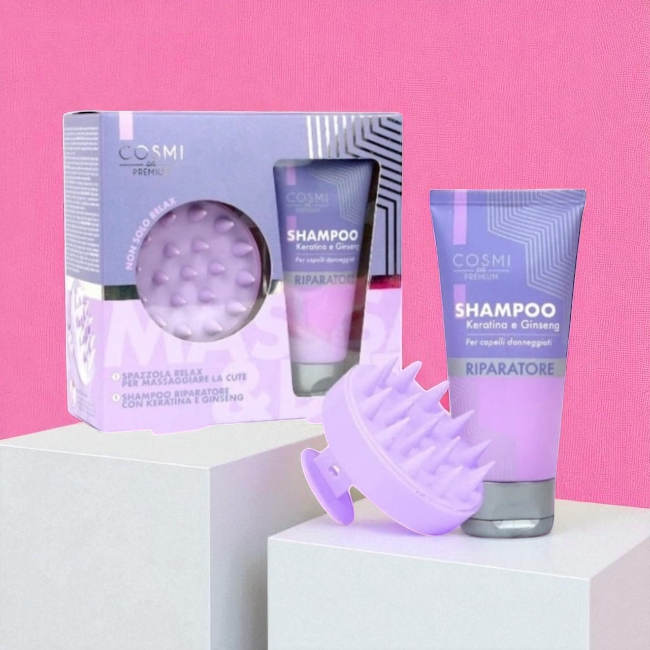 Shampoo reparador + masajeador