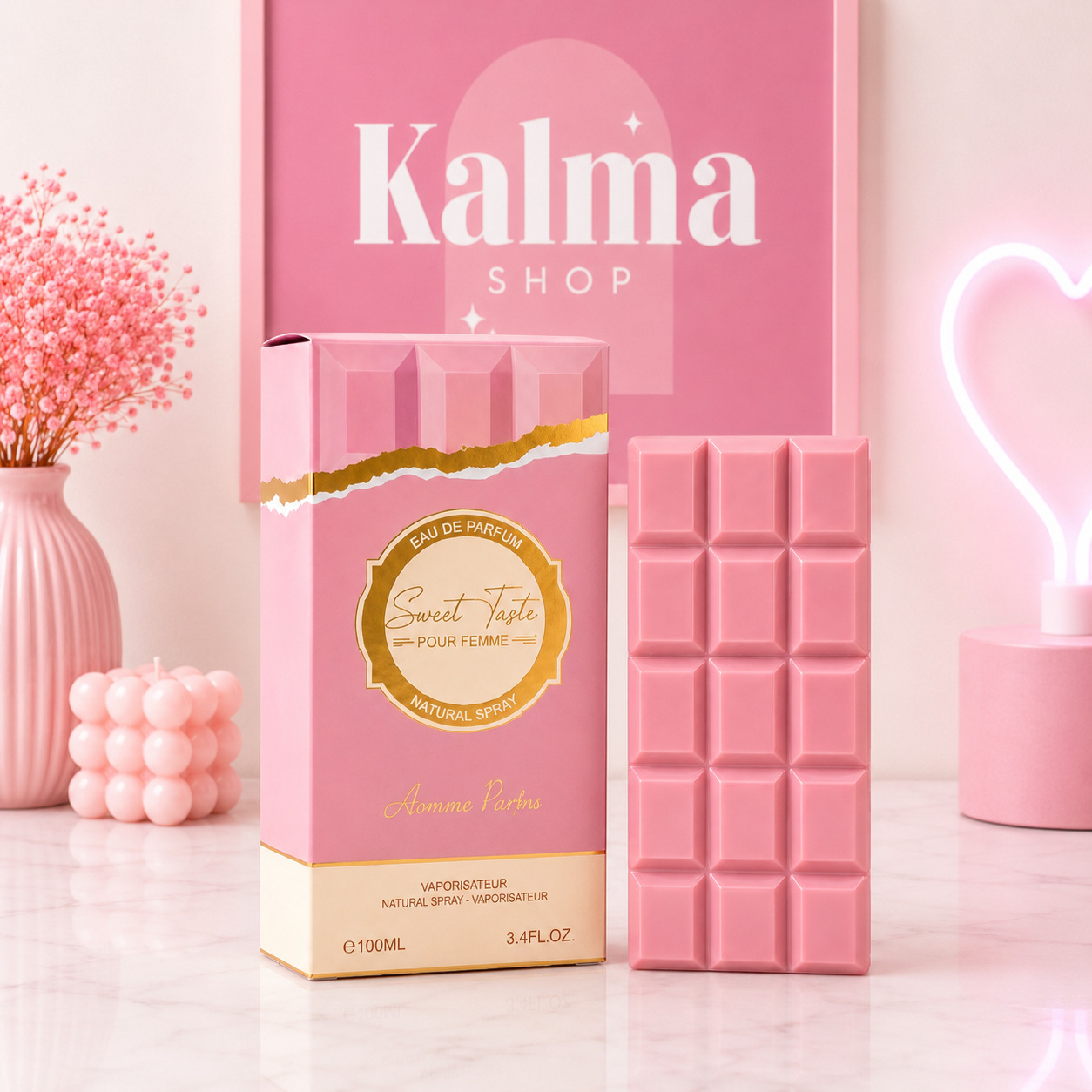 Perfume tableta de chocolate rosa