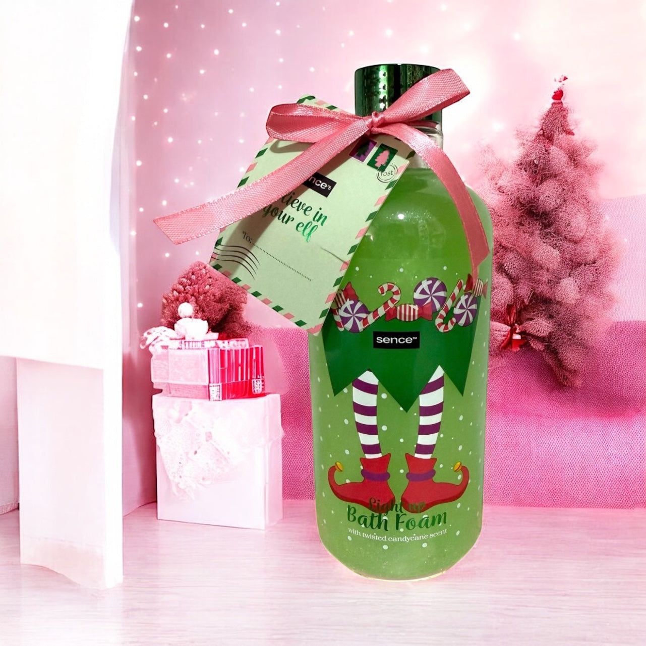 Gel de ducha elfo de Navidad con brillito