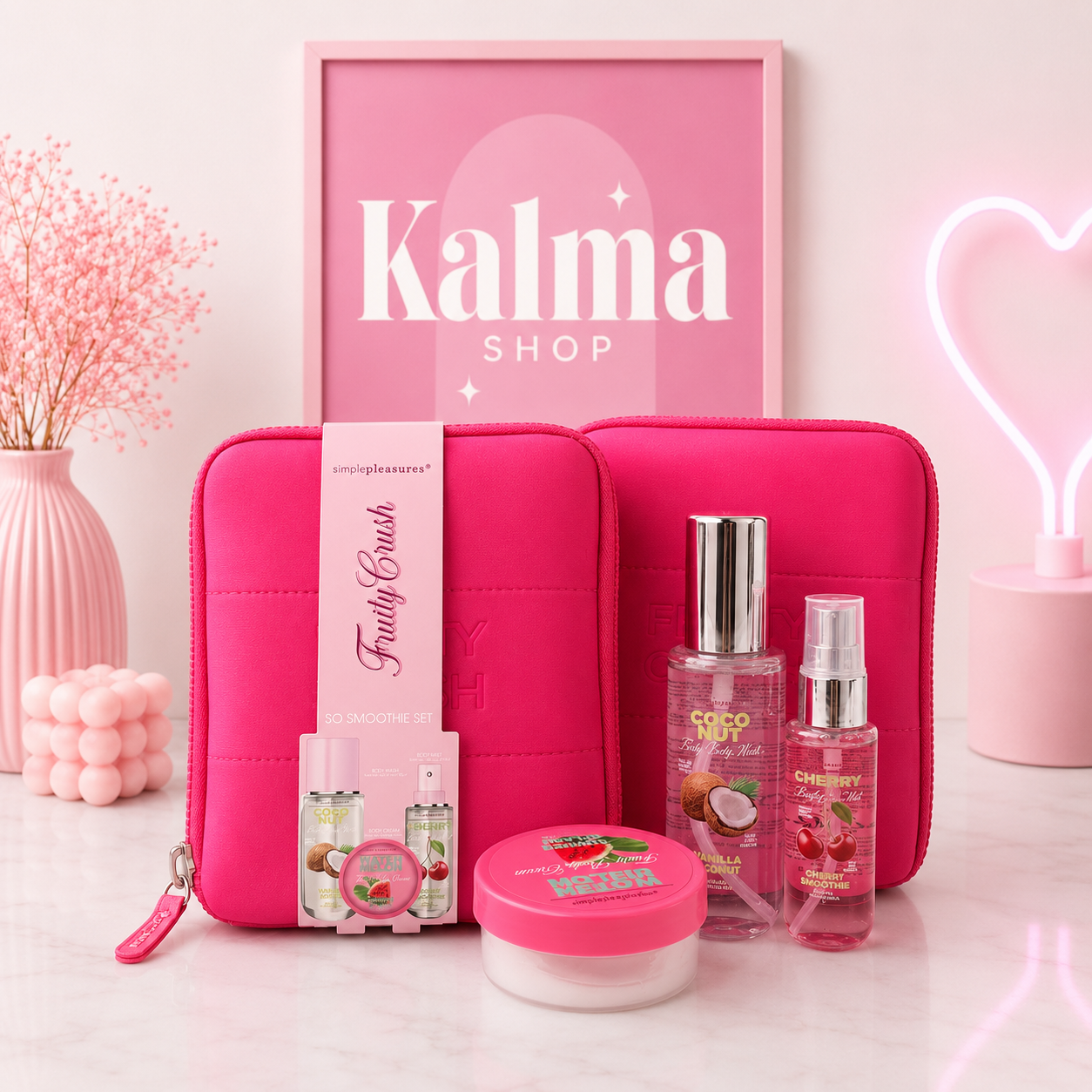 Pack irresistible frutal ( gel de ducha, bruma y crema corporal )sandia, coco y cereza