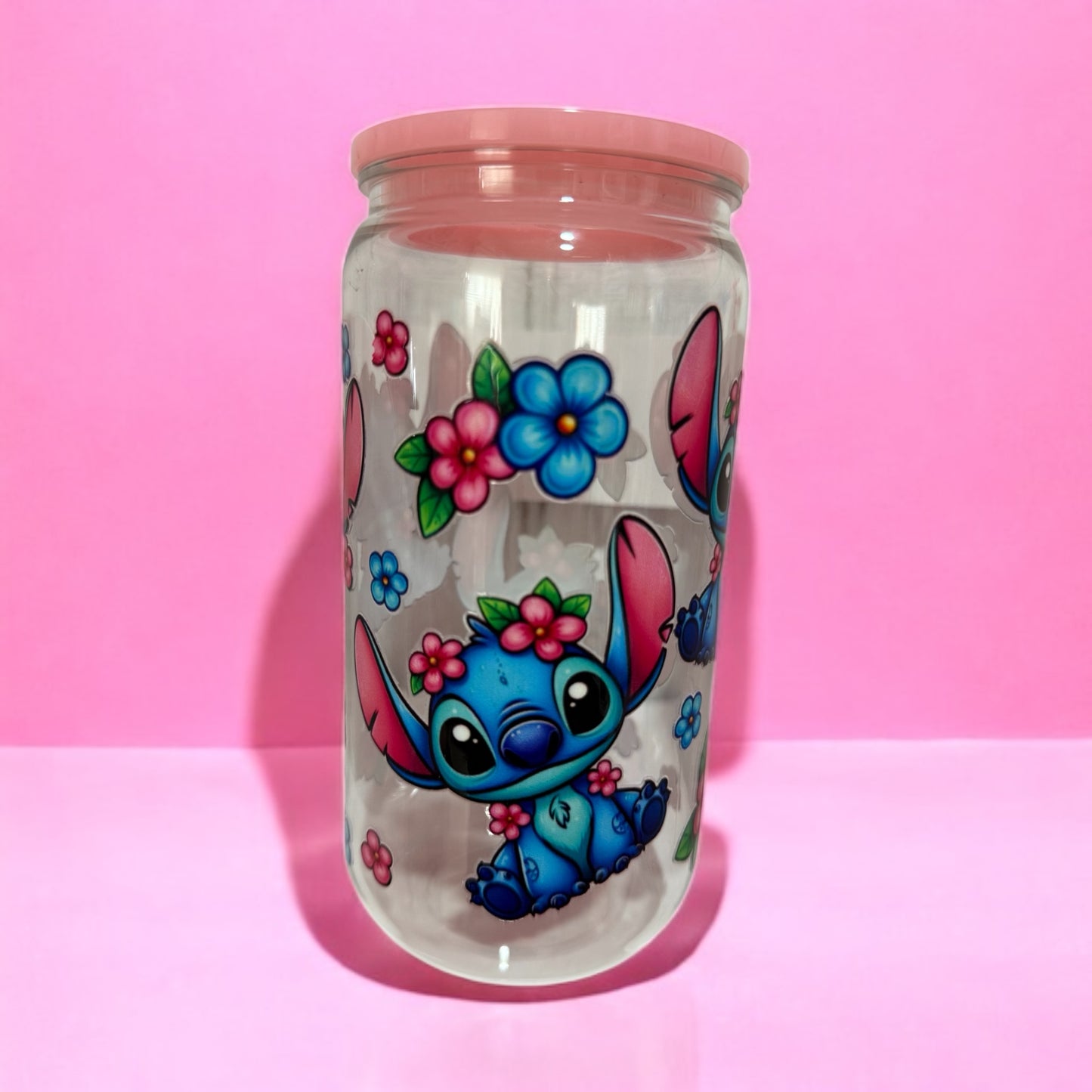 Vaso personalizado de stitch ( trae su pajita )
