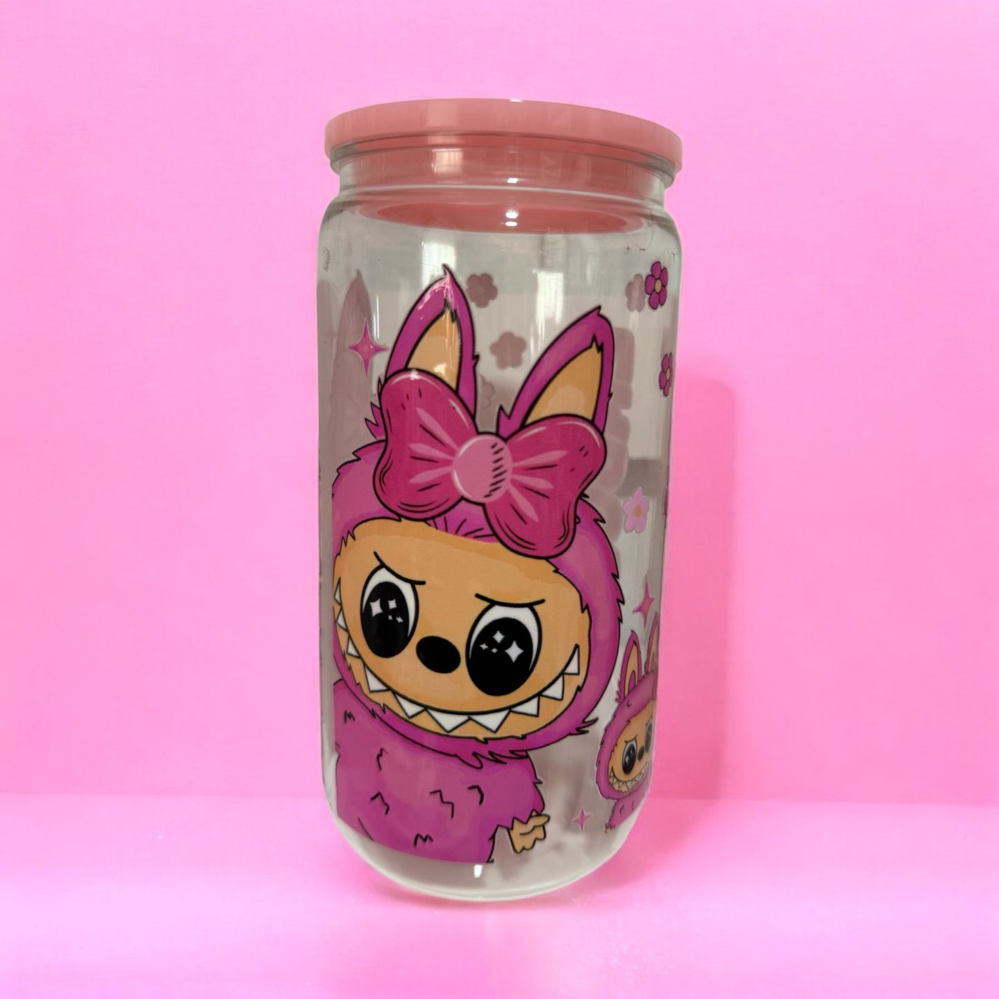 Vaso personalizado de labubu rosa