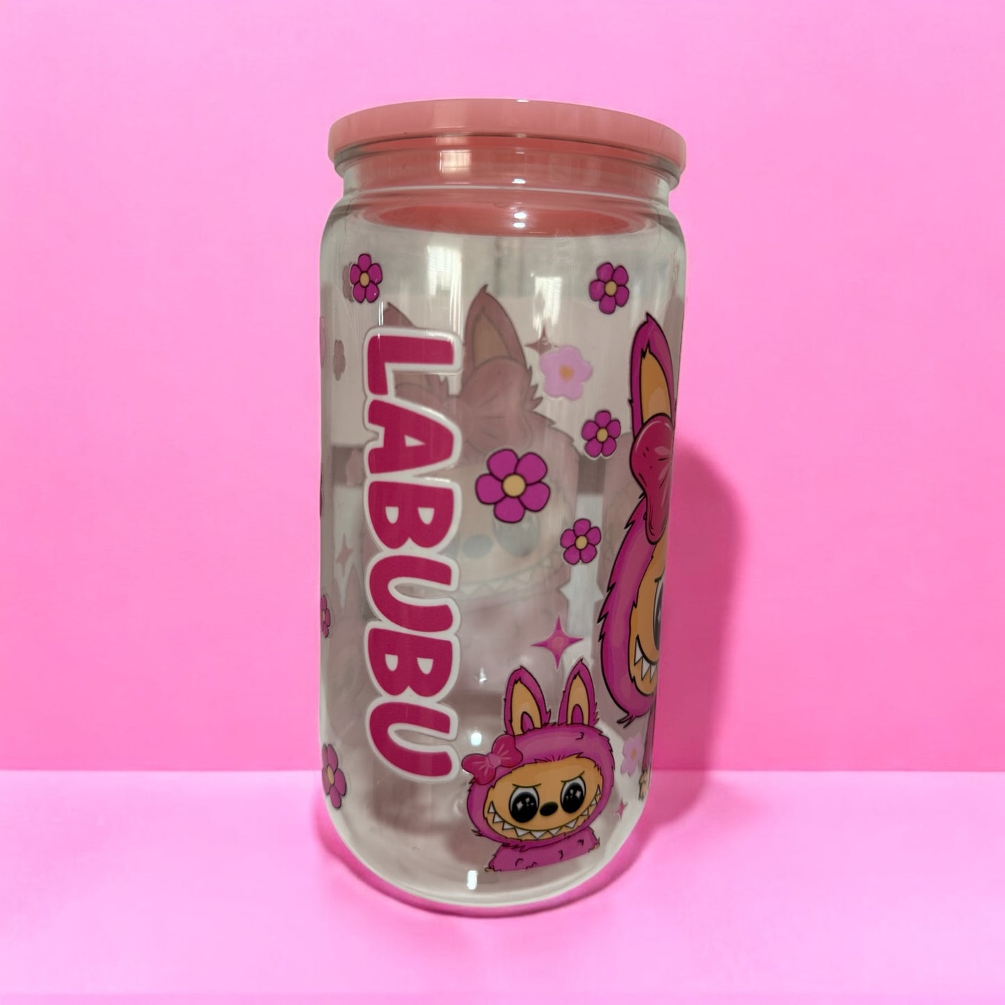 Vaso personalizado de labubu rosa