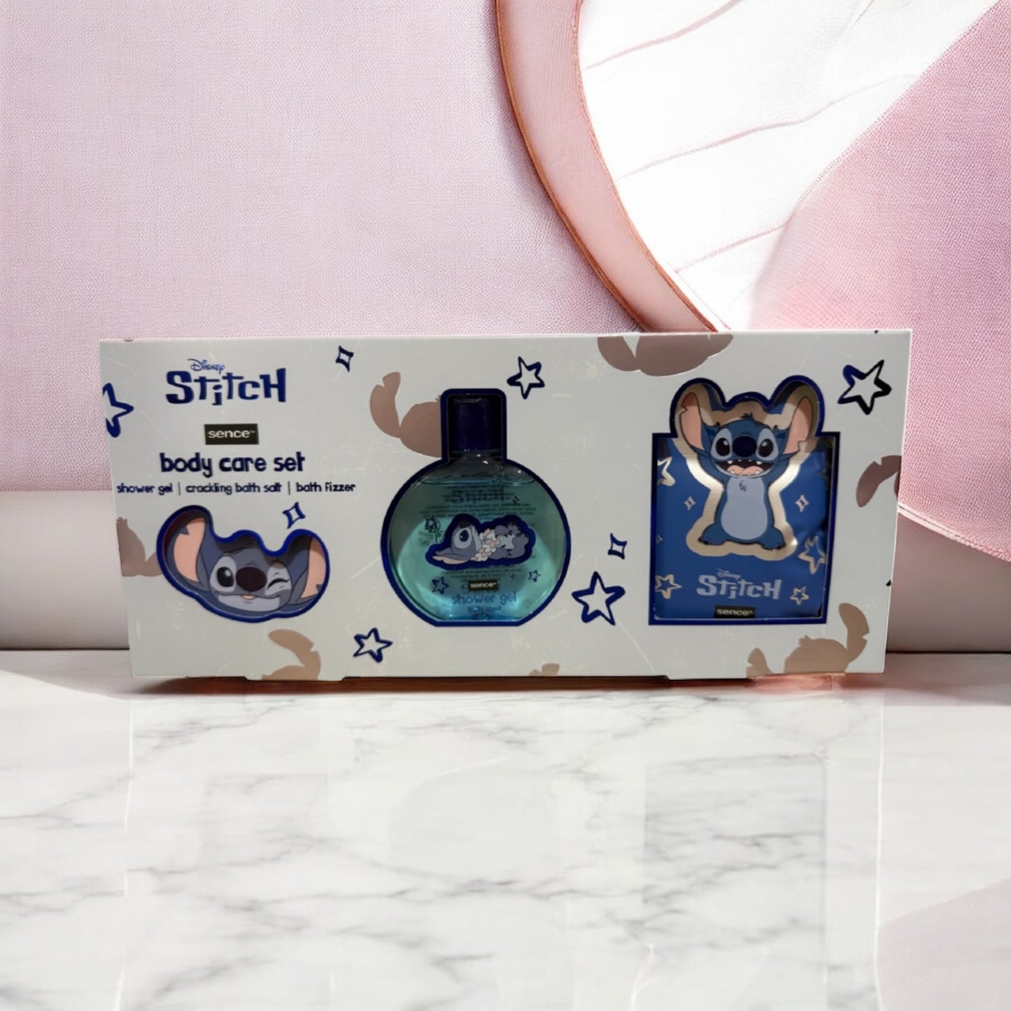 Pack stitch bomba de baño, gel de ducha y sal de baño