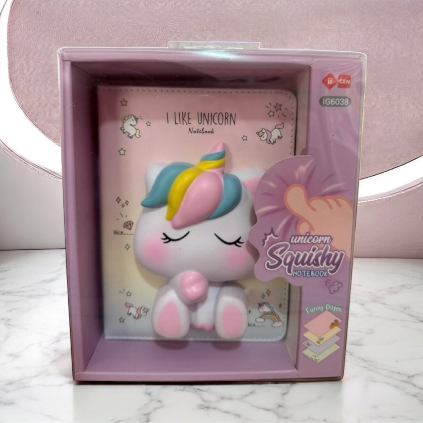 Cuaderno de unicornio , ( muñeco blando antiestrés )