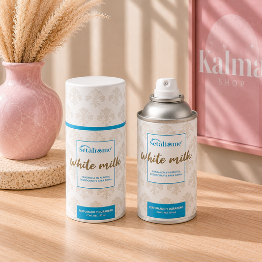 Ambientador en spray blanco latte