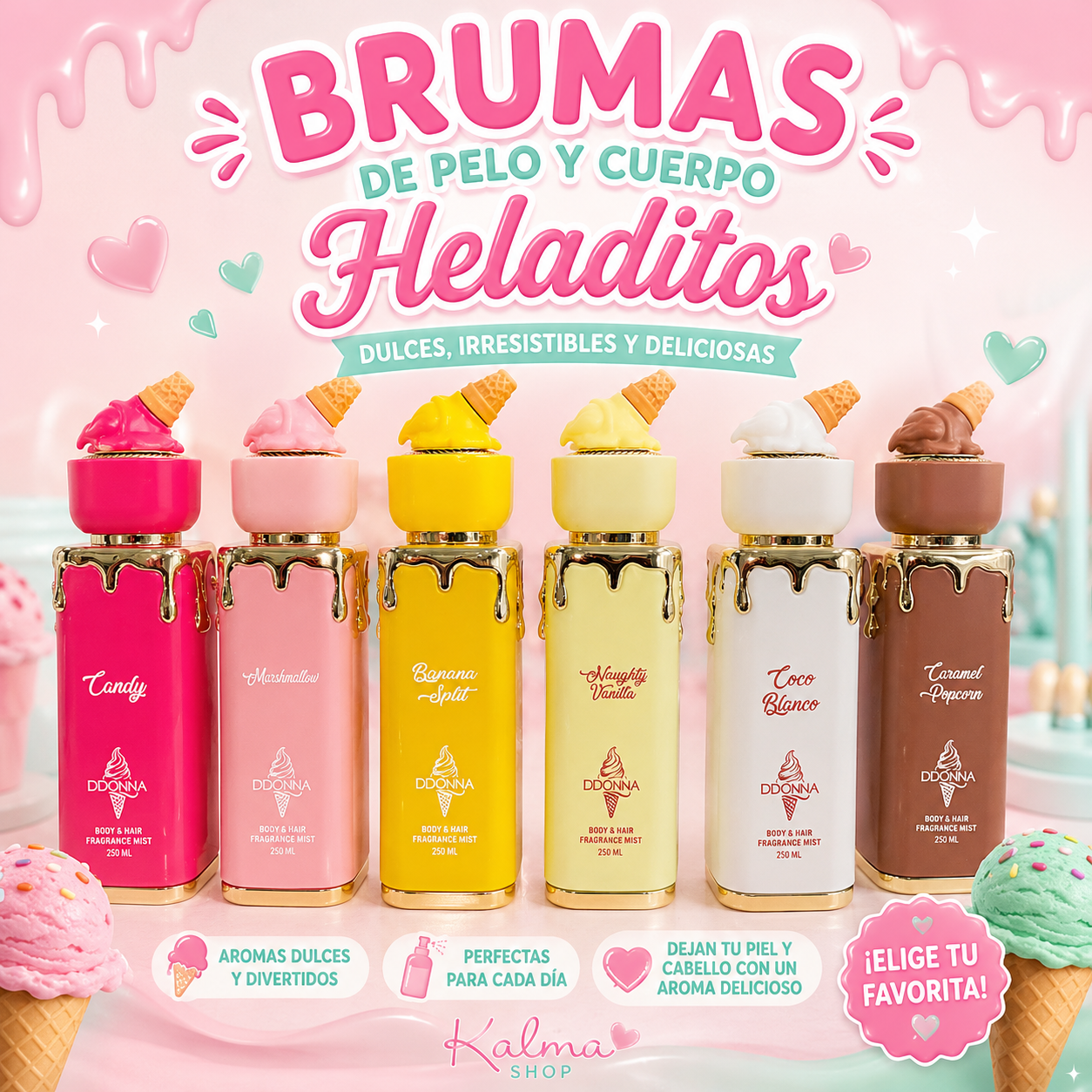 Brumas helados virales para cuerpo y pelo