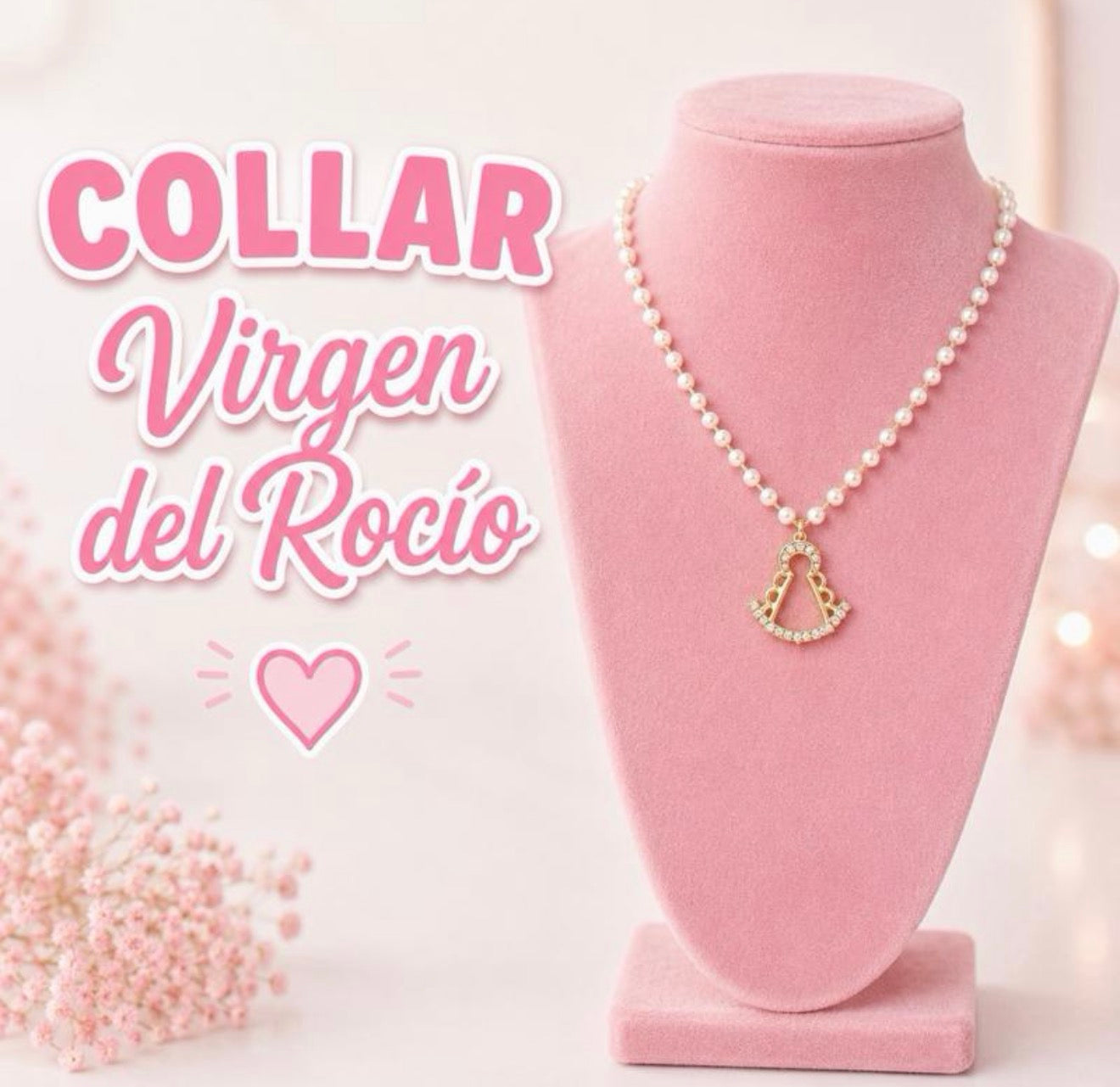Collar virgen del rocio perlas