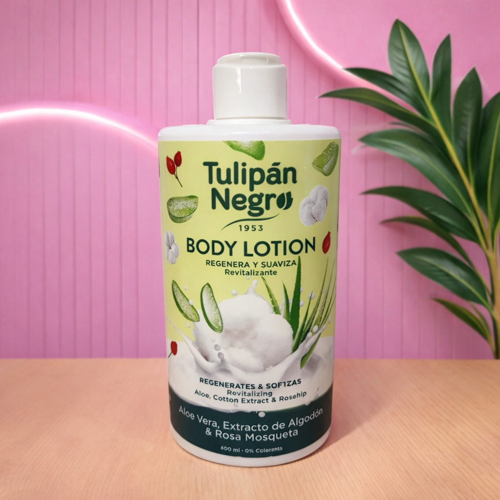 Loción corporal aloe vera, extracto de algodón y rosa mosqueta