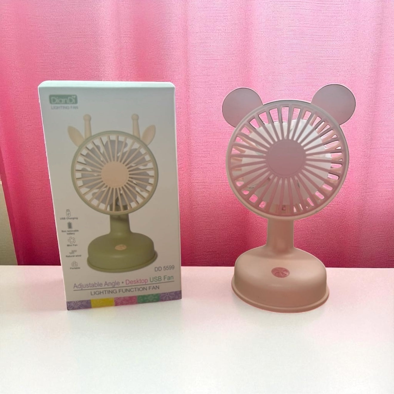 Mini ventilador rosa