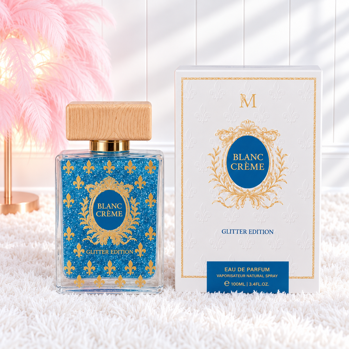 Perfume blanco latte con brillito