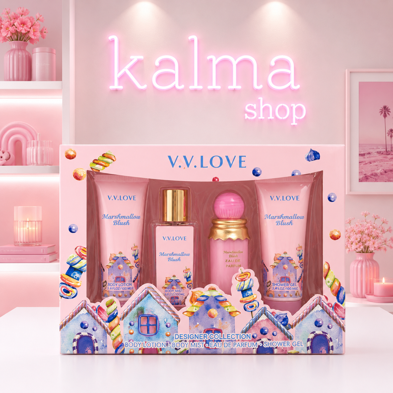 Pack marshmallow (perfume, gel de ducha, crema corporal y bruma )