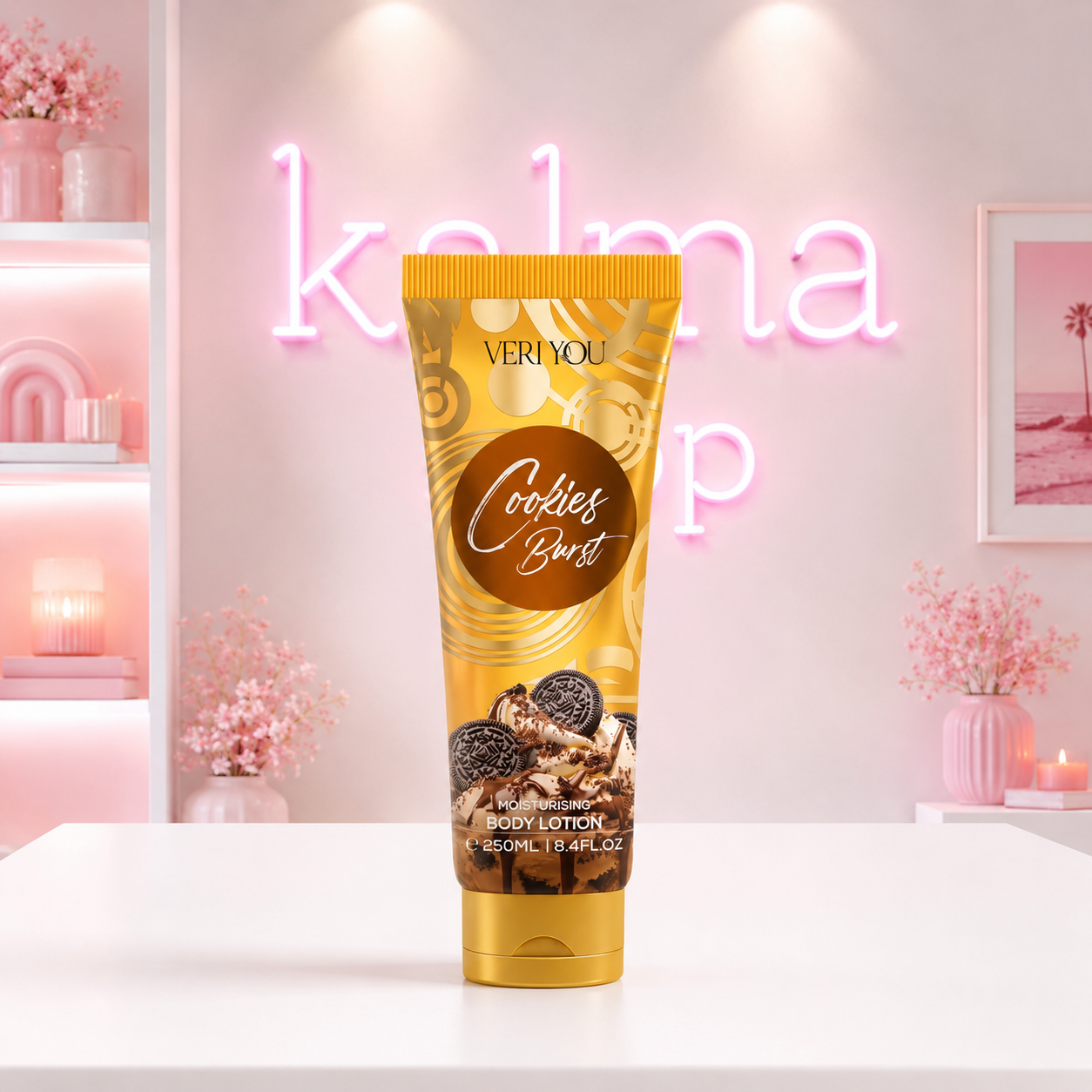 Crema corporal helado galleta y caramelo