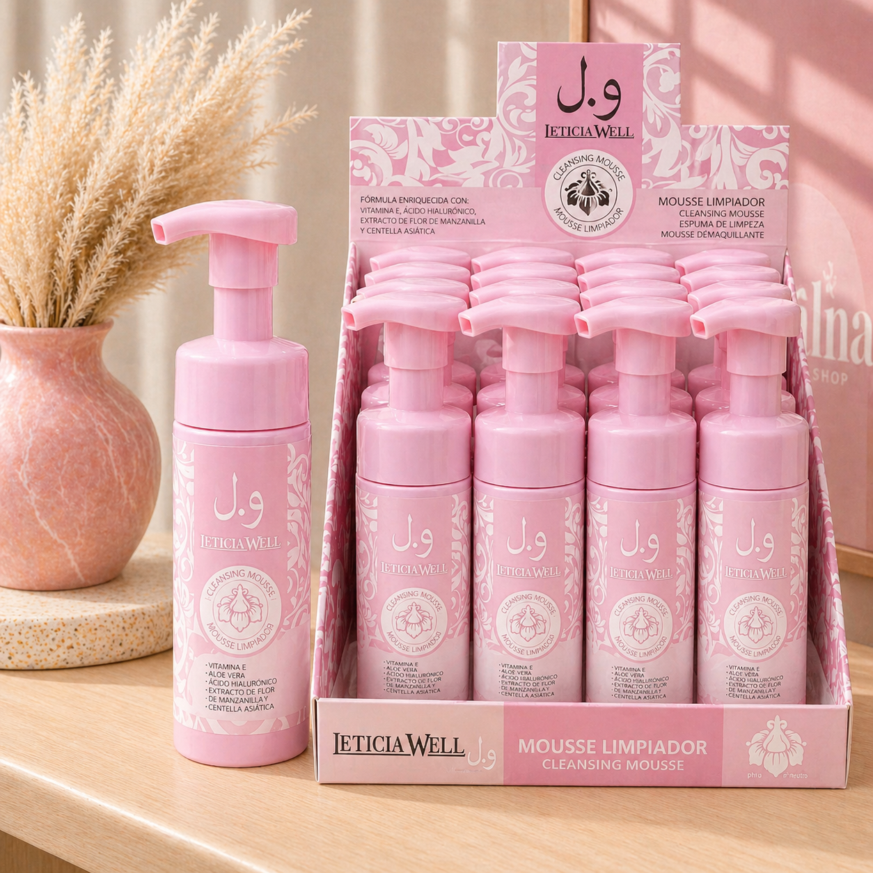 Limpiador facial en mousse arabe rosa