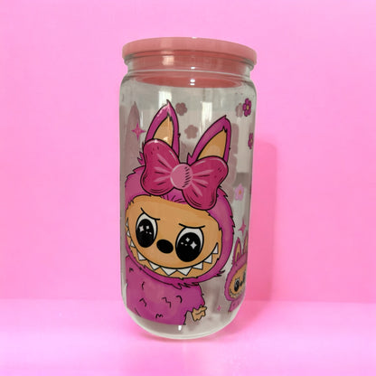 Vaso personalizado de labubu rosa